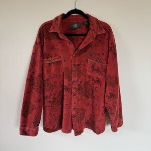 Vintage Orvis Horse Print Flannel Button-Up Shirt Size L